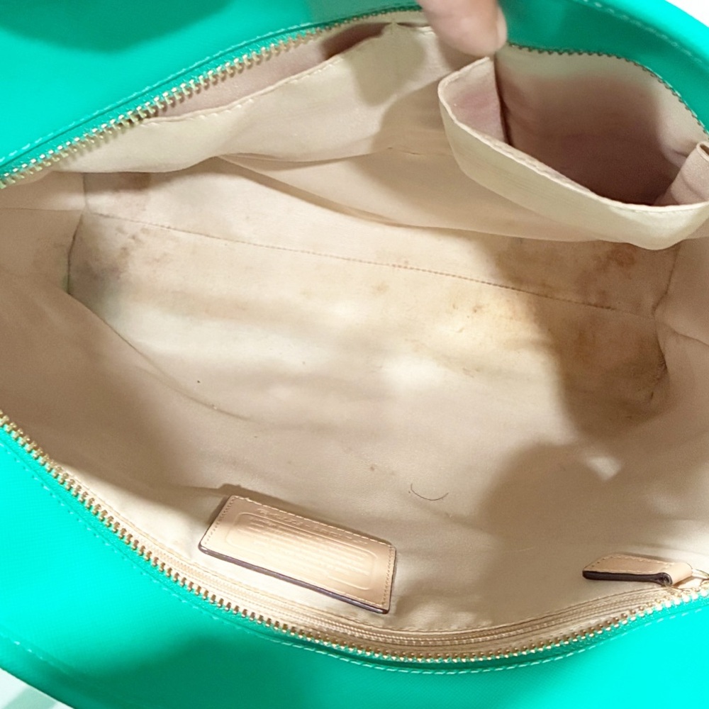 Coach Purse Peyton Saffiano Leather Zip Top Tote Handbag NoA1481-F27349 Green - Picture 5 of 6